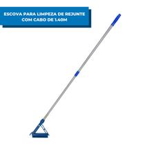 Escova para Limpeza de Rejunte + Cabo 1.40M Com 2 Estágios Limpeza Profissional Bralimpia Tira Sujeira Pesada Maxi Tech Parede Azulejo Piso