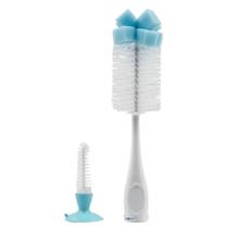 Escova Para Mamadeira Azul Com Limpa Bico e Ventosa Buba