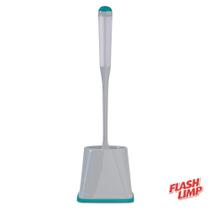 Escova Para Vaso Sanitario Banheiro Redonda Cinza De Plastico Flash Limp Com Reservatório E Suporte - FlashLimp