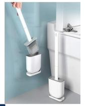 Escova Para Vaso Sanitário de Silicone com Suporte e Adesivo de Parede Escovinha de Limpeza Banheiro