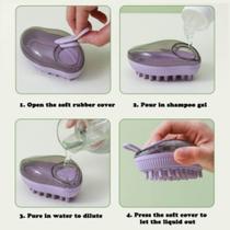 Escova Pente /Esponja Silicone Para Banho Com Dispenser Shampoo Pets Cachorro Cão/ Gato