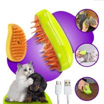 Escova Pet a Vapor 3 em 1 Elétrica Gatos Cães Tira Pelos
