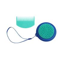 Escova pet portátil 2 em 1 escova de banho e escova tira pelo Blue PP352