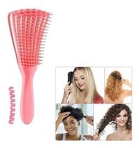 Escova Polvo Desembaraça Cabelos Liso Cacheados - Rosa Escova Polvo Desembaraça Cabelos Liso Cacheados - Rosa