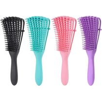 Escova Polvo Para Cabelos Cacheados Flexível 8 Pontas Cor:Preto Escova Polvo Para Cabelos Cacheados Flexível 8 Pontas Cor:Preto