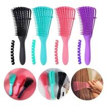 Escova Polvo Para Cabelos Cacheados Flexível 8 Pontas Cor:Verde