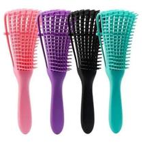 Escova Polvo Para Cabelos Cacheados Flexível 8 Pontas Roxo