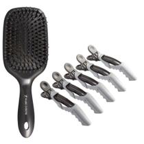 Escova Profissional Raquete Cerdas Mistas + Clips Crocodilo para Cabelo 5 Uni. Marco Boni Escova Profissional Raquete Cerdas Mistas + Clips Crocodilo para Cabelo 5 Uni. Marco Boni