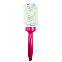 Escova Profissional Térmica Cerâmica Cerdas Brancas Duplas Nylon Modeladora Vazada Metal