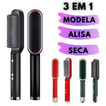 Escova Quente Magnética para Cabelo Liso, Crespo, Cacheado, Seca, Alisa e Modela