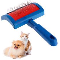 Escova Rasqueadeira Para Pet Cães e Gatos vermelho e azul - Bwx