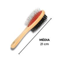 Escova Remove Tira Pelos Pet Duas Faces Cães Gatos Madeira M