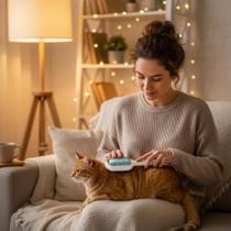 Escova Removedora de Pelos Pet Aparador Silicone Cerdas Macias para Cachorro Gato