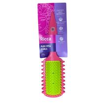 Escova Ricca Flex Curl Para Fitagem Rosa Com Amarelo