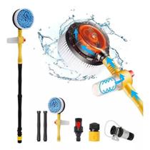 Escova Rotativa de Limpeza Pesada com Dispenser de Sabão e Microfibra Ideal para Carros e Áreas Externas