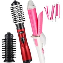 Escova Rotativa Ions Tourmaline Cerâmica 1000w Protect Giratória Prancha Modelador 2 EM 1