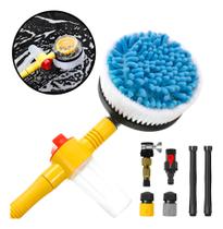 Escova Rotativa Microfibra para Lavar Carro Painel Solar Janela - Funciona com pressão da água