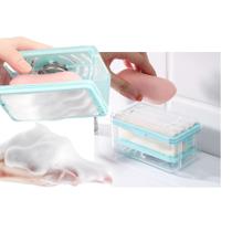 Escova Saboneteira Dispenser Multifunçao 2x1 Casa Espuma Limpeza Esfrega Lavanderia Conserva Sabonete Barra Organiza Limpa Arruma Banheiro Faxina