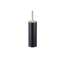 Escova sanitaria c/ tampa de bambu e suporte soft preto