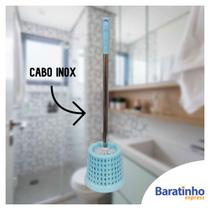 Escova Sanitária Cabo Inox C/ Suporte Decorado Azul