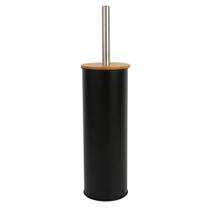 Escova Sanitária Cabo Inoxidável Com Tampa de Bambu Escova Vaso Sanitário Privada