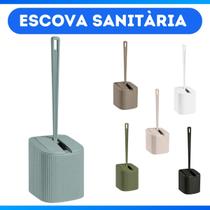 Escova Sanitária Com Base Suporte Quadrado Tampa Articulavel Escova Sanitária Com Base Suporte Quadrado Tampa Articulavel