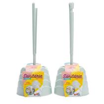 Escova Sanitária com Pote para Banheiro com Cabo Ergonômico e Cerdas Resistentes Brubalar Escova Sanitária com Pote para Banheiro com Cabo Ergonômico e Cerdas Resistentes Brubalar