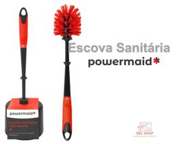 Escova Sanitária Com Suporte 35,5 cm Preto Powermaid Vaso Limpeza Higienização Banheiro Camesa