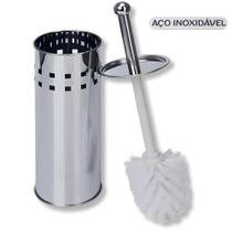 Escova Sanitária com Suporte Aço Inox Cerdas Flexíveis Premium Acessório Limpeza Banheiro Escova Sanitária com Suporte Aço Inox Cerdas Flexíveis Premium Acessório Limpeza Banheiro