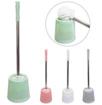 Escova sanitaria com suporte de plastico redondo vazado colors cabo inox 50x13cm fenima