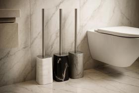 Escova Sanitária Com Suporte Efeito Mármore Lavabo Banheiro Haste Metal Escovão Limpeza Moderna Luxo