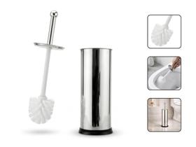 Escova Sanitária com Suporte Inox Tampa Protetora Base Antiderrapante Escova Sanitária com Suporte Inox Tampa Protetora Base Antiderrapante
