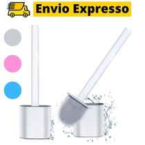 Escova Sanitária de Silicone Com Suporte de Plástico Oval de Parede Autoadesivo Vaso de banheiro