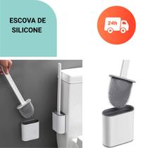 Escova Sanitária de Silicone Limpeza de Vaso Sanitário Banheiro Com suporte Fixador em Parede