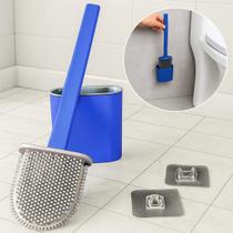 Escova Sanitária Esfregão De Silicone Limpeza Banheiro Vaso Privada com Suporte Chão Parede Adesivo Elegante Moderno