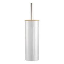 Escova Sanitária Higiênica Fluted Metal Branca e Bambu Mek