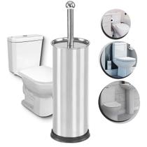 Escova Sanitária Inox Com Cerdas Flexíveis e Suporte com Base de Antiderrapante Vaso Limpa Banheiro