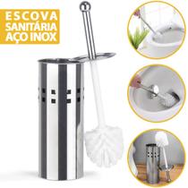 Escova Sanitária Inox Com Furos Escovinha Banheiro Vassoura Para Vaso Sanitário Limpador De Privada - Ke Home