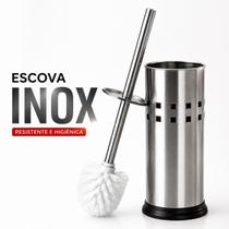 Escova Sanitária Inox com Suporte Aço Inoxidável Ventilado Antiferrugem Banheiro