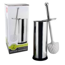 Escova Sanitária Inox Suporte Limpeza Vaso Premium