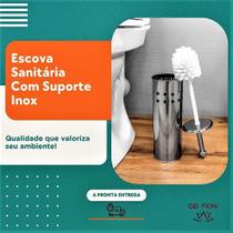 Escova Sanitária Limpador Vaso Acompanha Suporte De Aço Inox