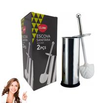 Escova Sanitária Limpar Vaso Sanitário Privada Banheiro Aço Inox - Clink