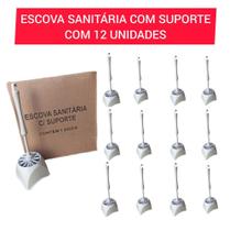 Escova sanitária plástica com suporte - Kit com 12 unidades