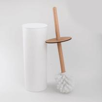 Escova sanitária plástico branco/bambu 10x10x37cm DCasa Escova sanitária plástico branco/bambu 10x10x37cm DCasa