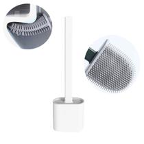Escova sanitária silicone com suporte para banheiro limpar vaso