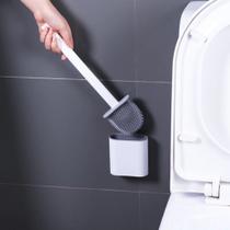 Escova Sanitária Silicone De Limpar Vaso Sanitário Suporte - Branca