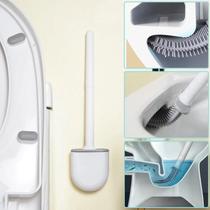 Escova Sanitária Silicone Vaso Sanitário Base Para Banheiro Com Cerdas Macias Privada Limpar Com Suporte Flexível