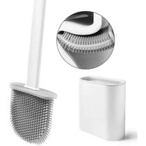 Escova Sanitária Silicone Vaso Sanitário Base Para Banheiro Com Cerdas Macias Privada Limpar Suporte Flexível - StarLimp