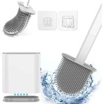 Escova Sanitária Silicone Vaso Sanitário Com Base Para Banheiro Cerdas Privada Limpar Suporte Flexível Auto Adesiva - StarLimp