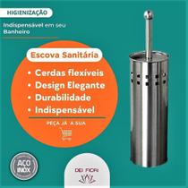 Escova Sanitária Vaso P/ Higienização Base em Aço Inoxidável